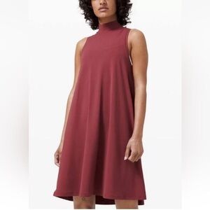 Lululemon All Aligned A-Line Dress Chianti Red Size 6 High Neck Sleeveless